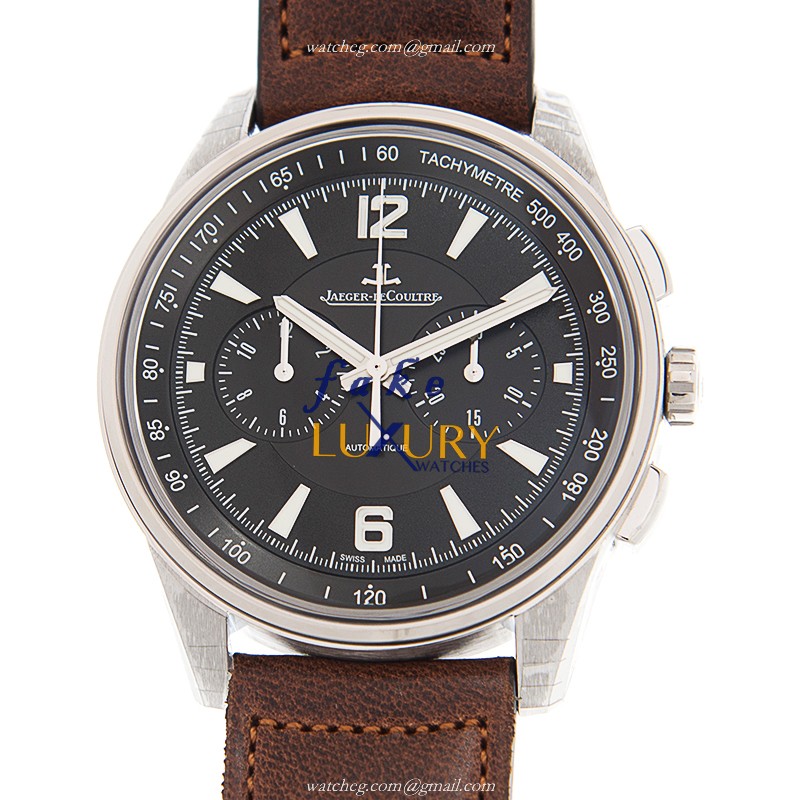 Jaeger-Lecoultre Polaris Date Q9028471 Replica Watch, Automatic, Black Dial, Brown Leather Strap - Luxury Replica Watch