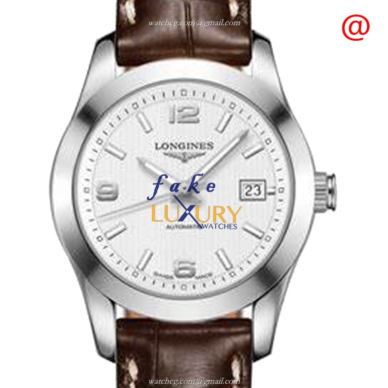 L2.285.4.76.3 - Longines Conquest Classic Replica Watch - Automatic Silver Dial Brown Alligator