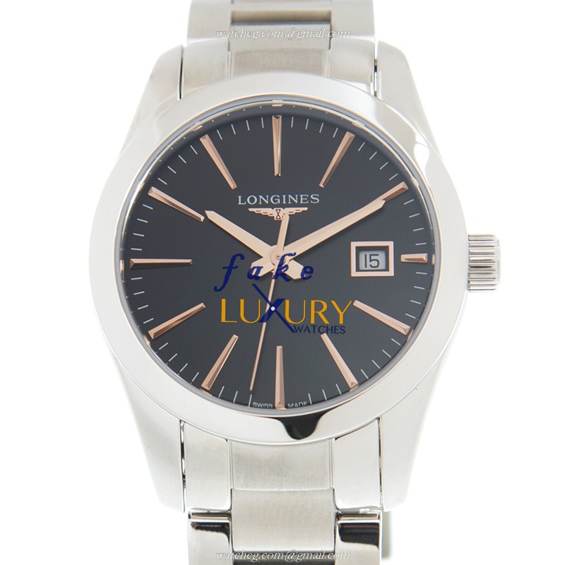 - L2.286.4.52.6 LONGINES CONQUEST CLASSIC Quartz Black Dial Silver Steel Replica Watch