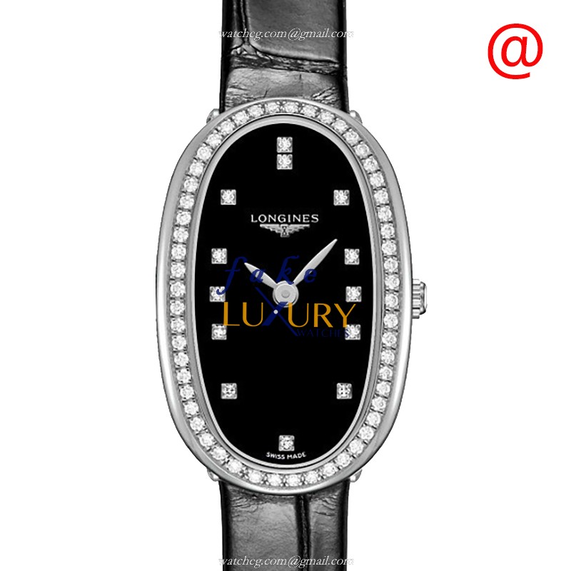 L2.305.0.57.0 - Longines Symphonette Replica Watch - Quartz - Black Dial - Leather Strap