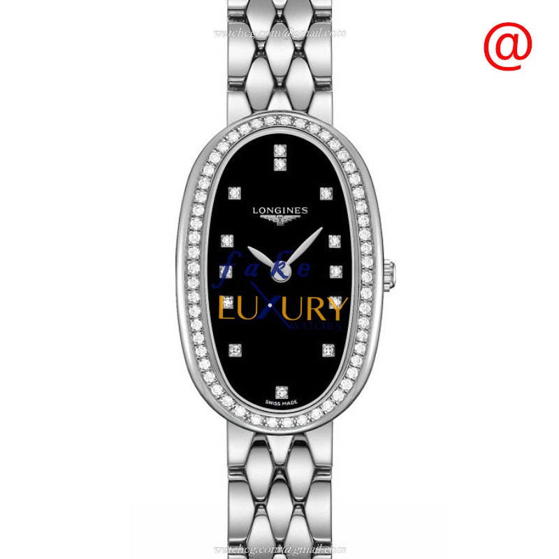 L2.305.0.57.6 - Longines Symphonette Replica Watch Quartz Stainless Steel Diamonds Black Dial