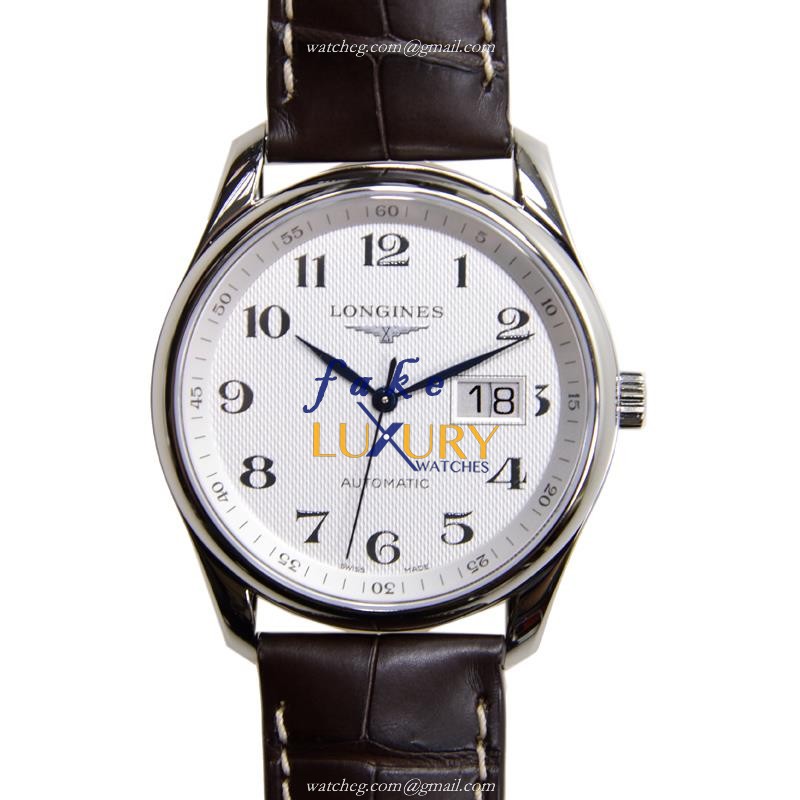 L2.648.4.78.5 - Longines Master Replica Watch Automatic Silver Dial Brown Alligator Strap