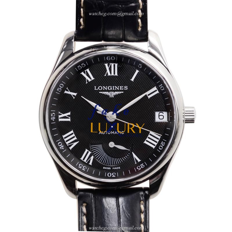 L2.666.4.51.7 - Longines Master Replica Watch Automatic 42mm Black Dial Leather Strap