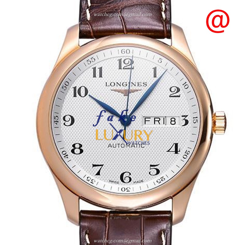 L2.755.8.78.3 - Longines Master Replica Watch - Automatic 18kt Rose Gold Silver Dial Brown Leather