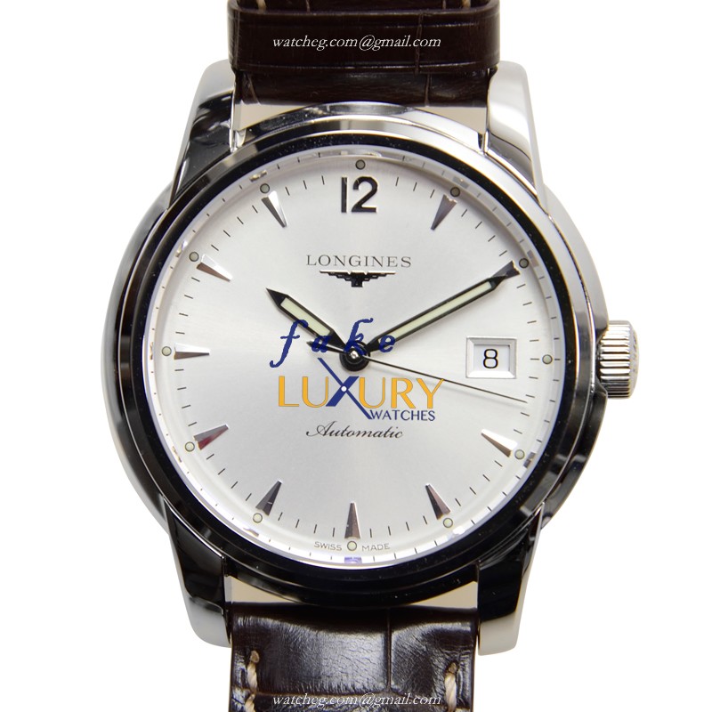 L2.763.4.72.0 - Longines Saint Imier Replica Watch - Automatic Silver Dial Brown Alligator Strap