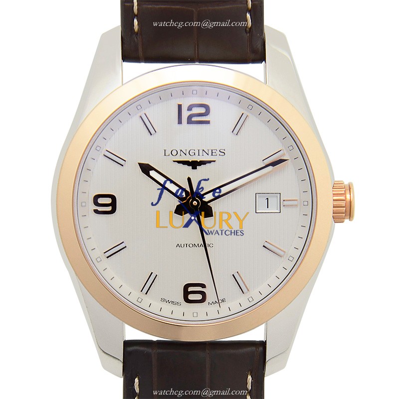 L2.785.5.76.3 - Longines Conquest Classic Replica Watch - Automatic - 18kt Gold & Steel - Silver