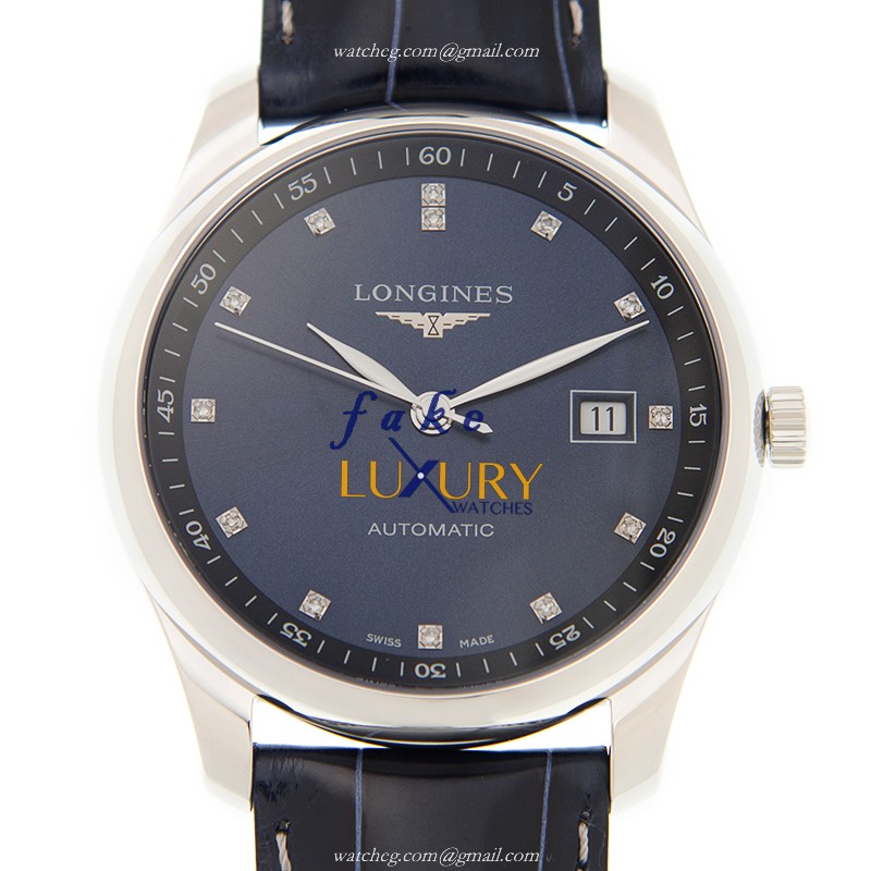 L2.793.4.97.2 - Longines Master Replica Watch Automatic Blue Dial Alligator Strap