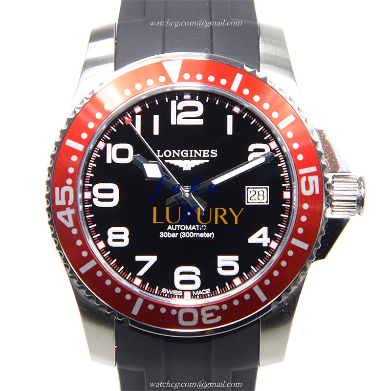 L3.695.4.59.2 - Longines Conquest Replica Watch - Automatic - Black Dial - Rubber Strap