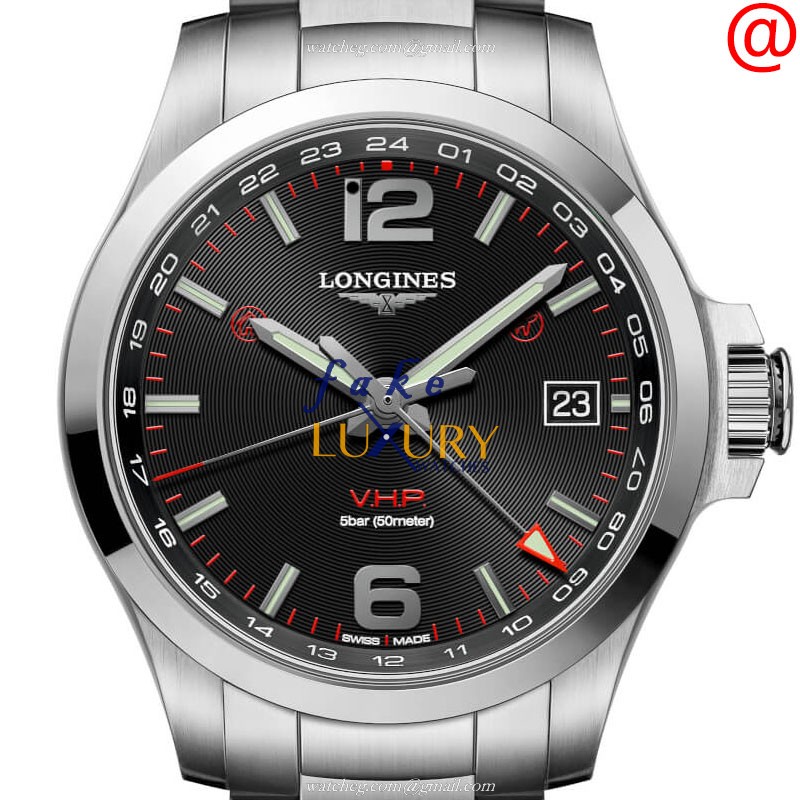 L3.718.4.56.6 - Longines CONQUEST Quartz Replica Watch - 41mm Silver Steel Black Dial