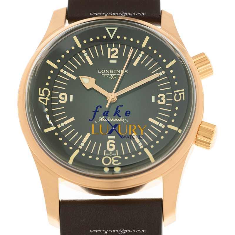 L3.774.1.50.2 - Longines Heritage Classic Replica Watch - Bronze Automatic - Green Dial Brown Strap