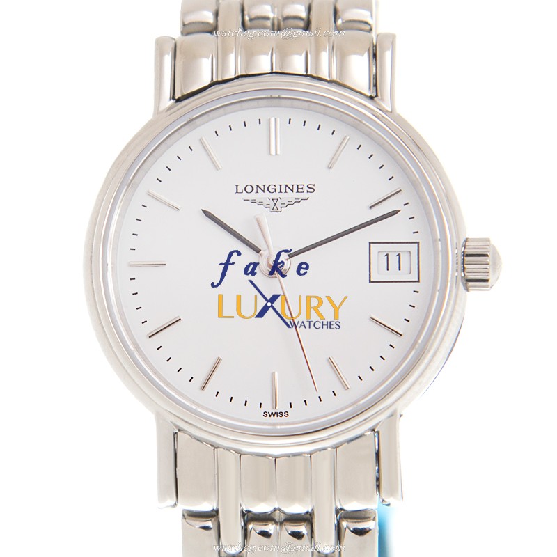 - L4.319.4.12.6 Longines PRESENCE Quartz Replica Watch - White Dial, Stainless Steel Case