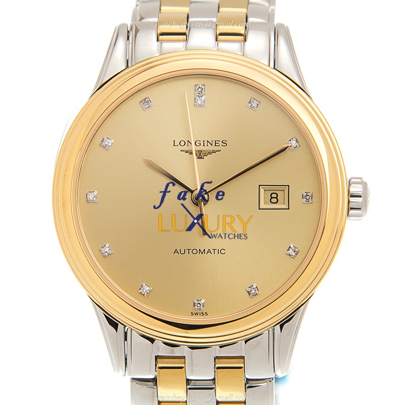 L4.374.3.37.7 - Longines Flagship Replica Watch - Automatic PVD Gold Case Gold Dial Two Tone