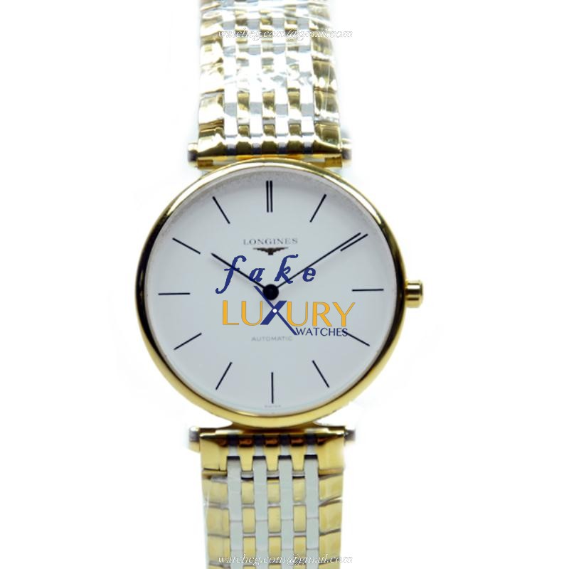 L4.708.2.12.7 - Longines La Grande Replica Watch Automatic 18kt Yellow Gold White Dial Silver Strap