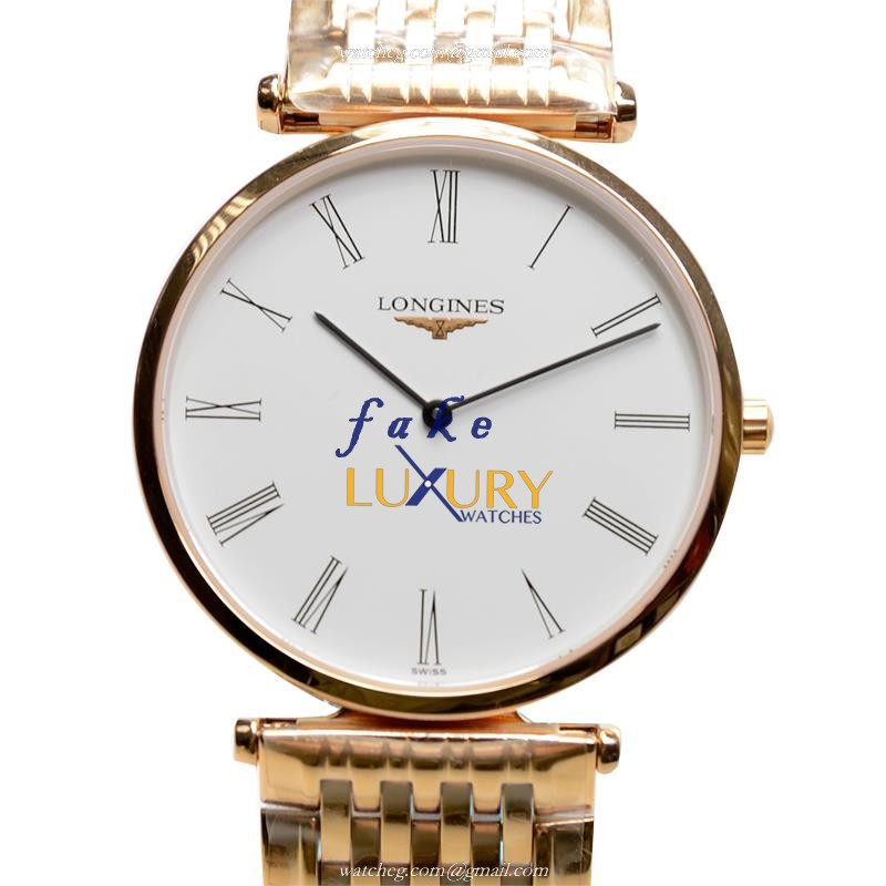 L4.709.1.11.8 - Longines La Grande Replica Watch Quartz 18kt Yellow Gold White Dial