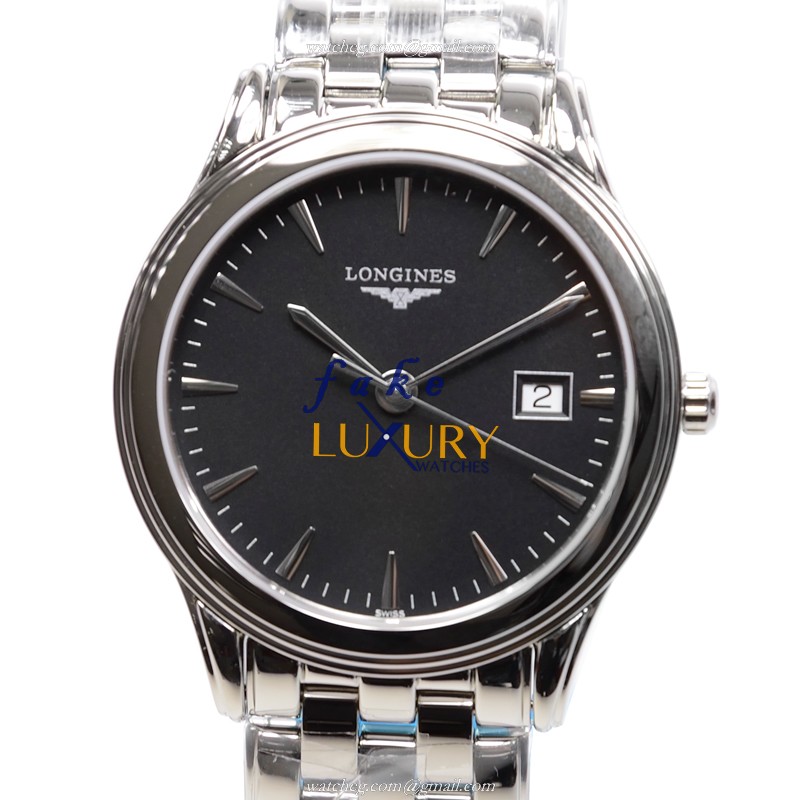 L4.716.4.52.6 - Longines FLAGSHIP Replica Watch - Quartz Stainless Steel 36mm Black Dial
