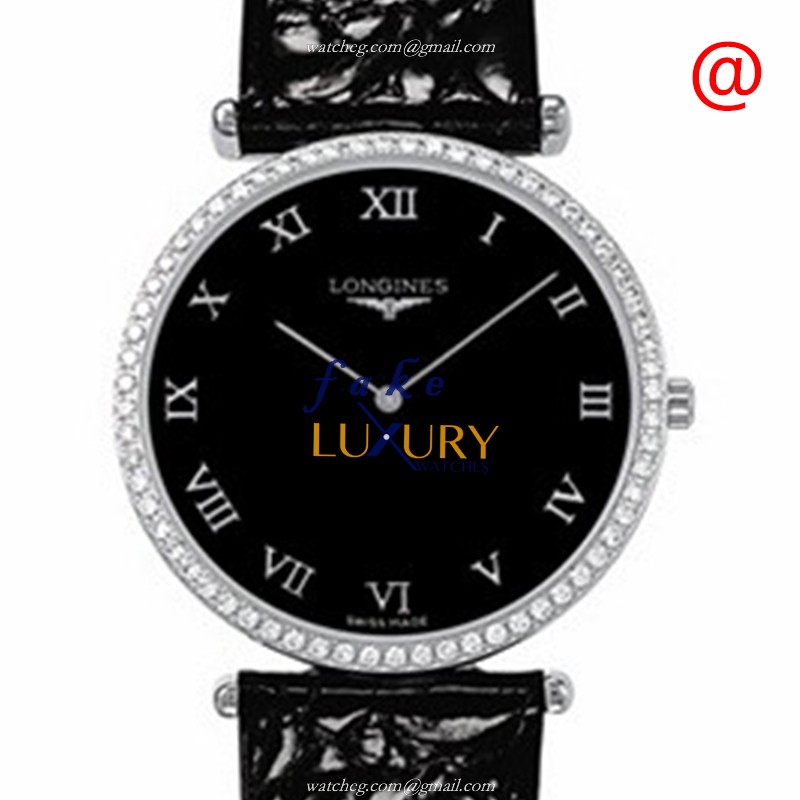 L4.741.0.51.2 - Longines La Grande Replica Watch - Quartz - Black Dial Leather Strap