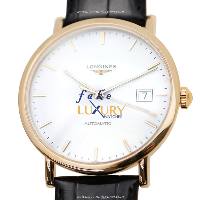 L4.787.8.12.0 - Longines La Grande Replica Watch - Automatic - 18kt Rose Gold - White Dial - Black
