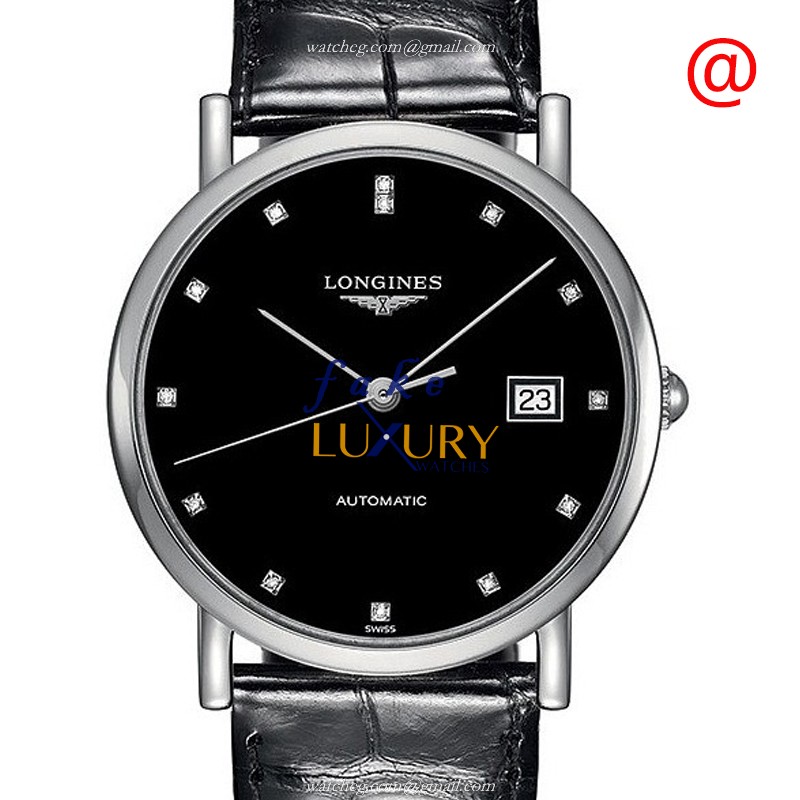 L4.809.4.57.2 - Longines Elegant Replica Watch - Automatic - Black Dial - Stainless Steel