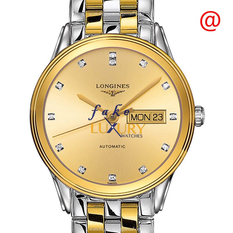 L4.899.3.37.7 - Longines FLAGSHIP Replica Watch - Automatic - Gold Dial 18kt Gold & Steel