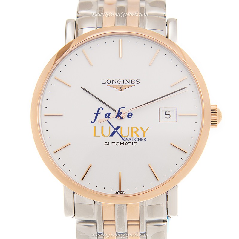 L4.910.5.12.7 - Longines Elegant Replica Watch 39mm Automatic White Dial Rose Gold Steel