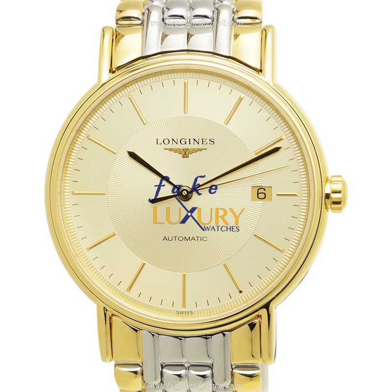 L4.921.2.42.7 - Longines PRESENCE Replica Watch Automatic PVD Gold Gold Dial Silver Strap