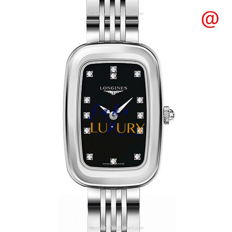 - L6.140.4.57.6 Longines Equestrian Quartz Replica Watch - Stainless Steel - Black Dial