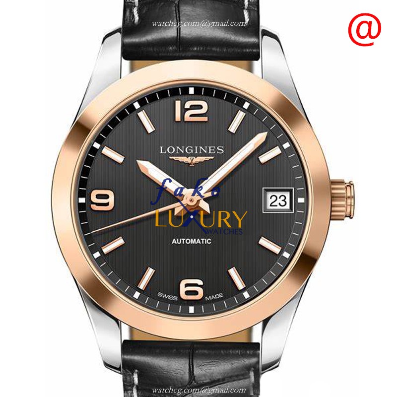 Longines Conquest Classic L2.385.5.56.3 Automatic 18kt Rose Gold Steel Black Dial Replica Watch