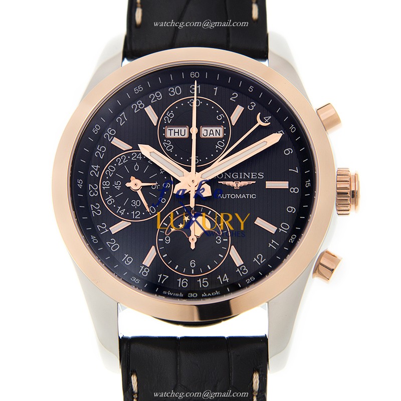 Longines Conquest L2.798.5.52.3 Replica Watch, Automatic Movement, Black Dial, Rose Gold & Steel