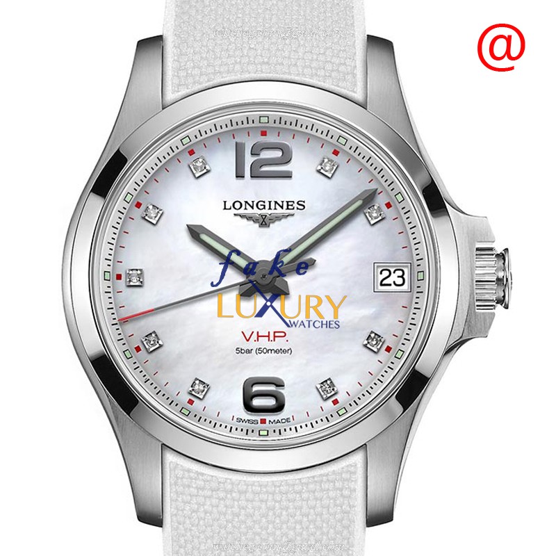 Longines Conquest L3.316.4.87.9 - Replica Watch - Quartz - White Dial - Rubber Strap