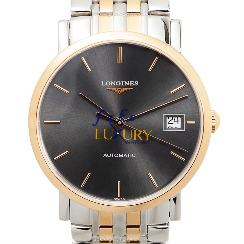 Longines Elegant L4.809.5.72.7 Automatic 18kt Rose Gold & Steel Black Dial Replica Watch