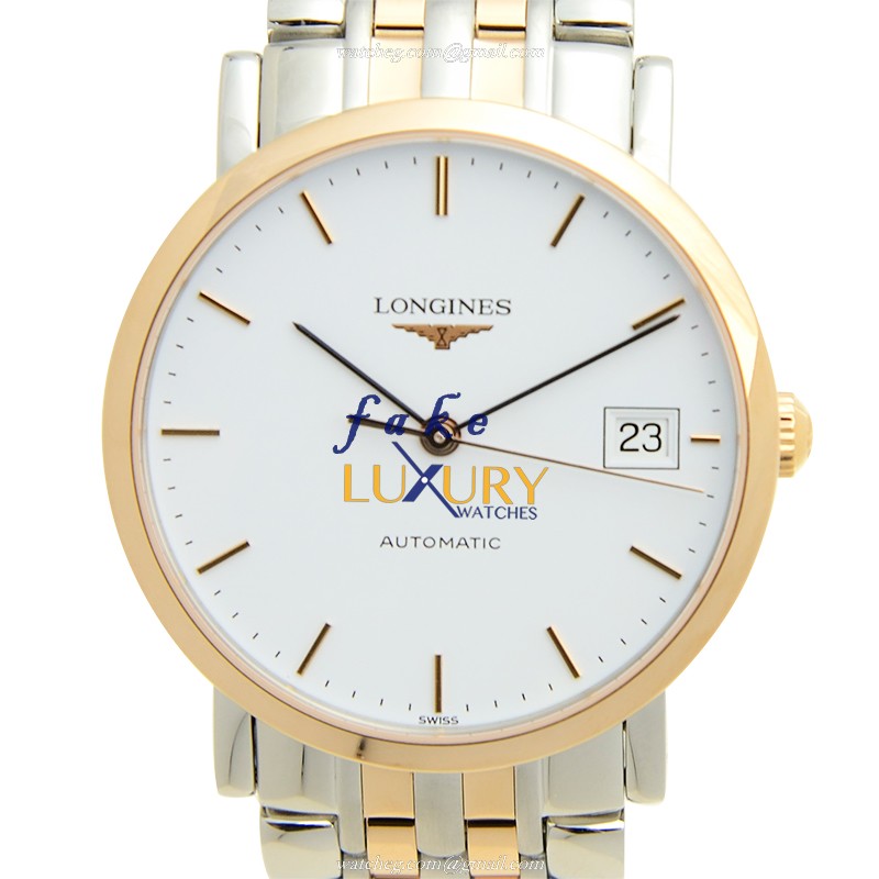 Longines Elegant Replica Watch L4.809.5.12.7 Automatic 18kt Rose Gold Steel White Dial
