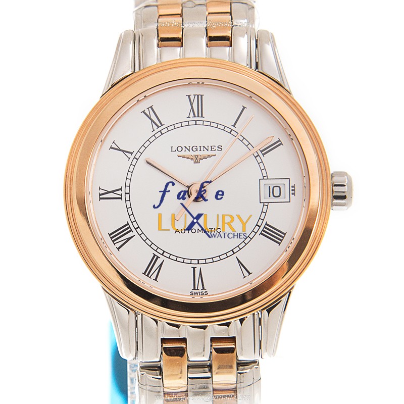 Longines FLAGSHIP L4.274.3.91.7 Automatic 18kt Rose Gold Steel White Dial Replica Watch