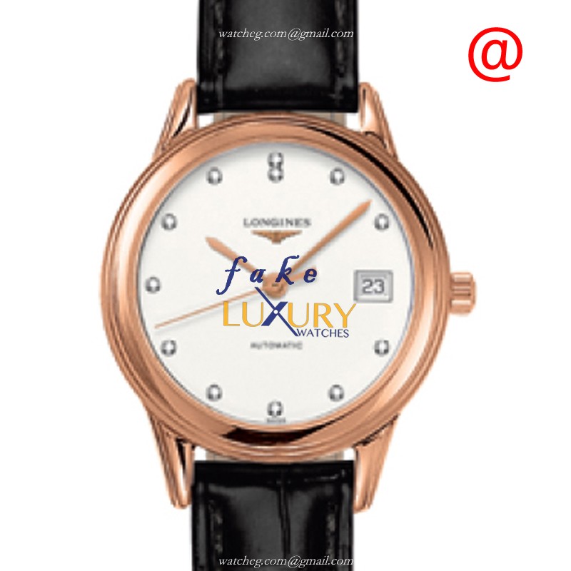 Longines FLAGSHIP L4.274.8.27.2 Replica Watch - Automatic - 18kt Rose Gold - White Dial - Black
