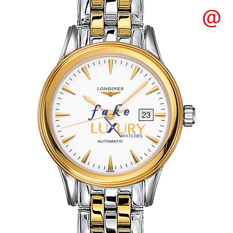 Longines FLAGSHIP L4.374.3.22.7 Replica Watch, Automatic Movement, White Dial, Gold-Plated Steel