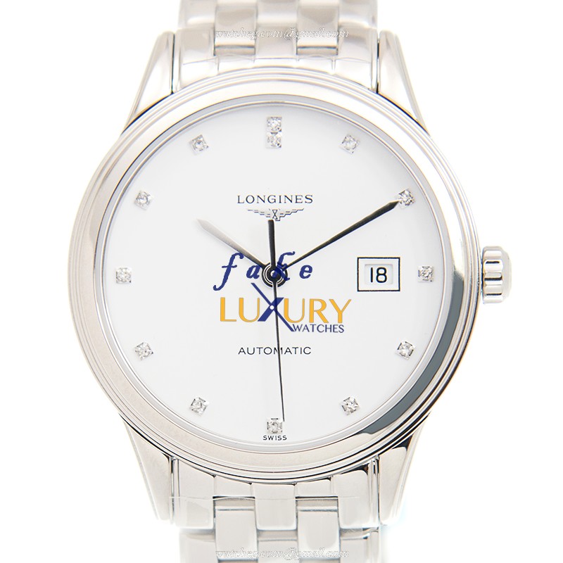 Longines FLAGSHIP L4.374.4.27.6 Replica Watch With Automatic Movement, White Dial, Steel Bracelet