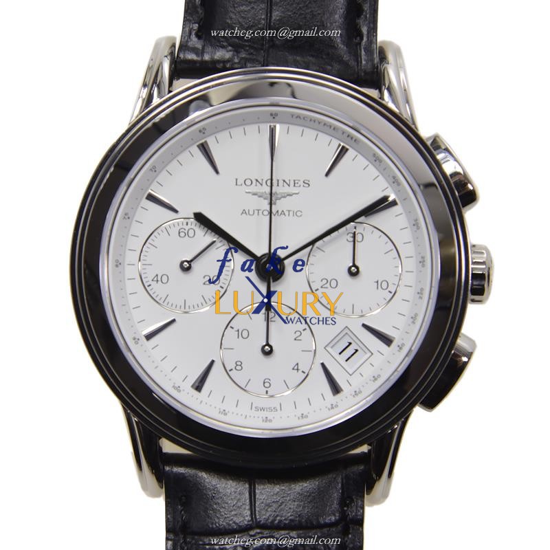 Longines FLAGSHIP L4.803.4.12.2 | White Dial | Automatic | Steel | Alligator Strap | Replica Watch