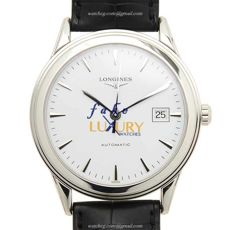 Longines Flagship L4.874.4.12.2 Automatic Stainless Steel White Dial Black Alligator Strap Replica