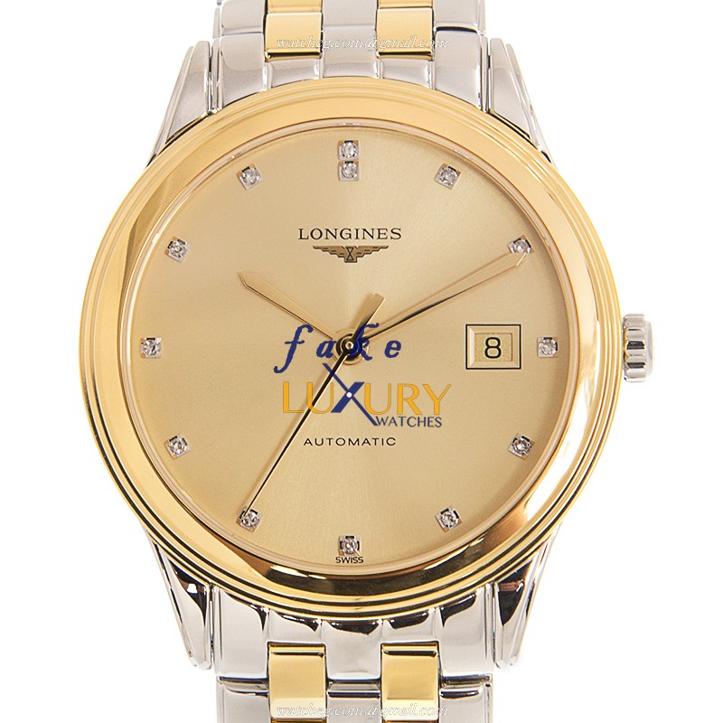 Longines FLAGSHIP L4.974.3.37.7 Replica Watch, Automatic, Gold Dial, Gold-Plated & Steel Case