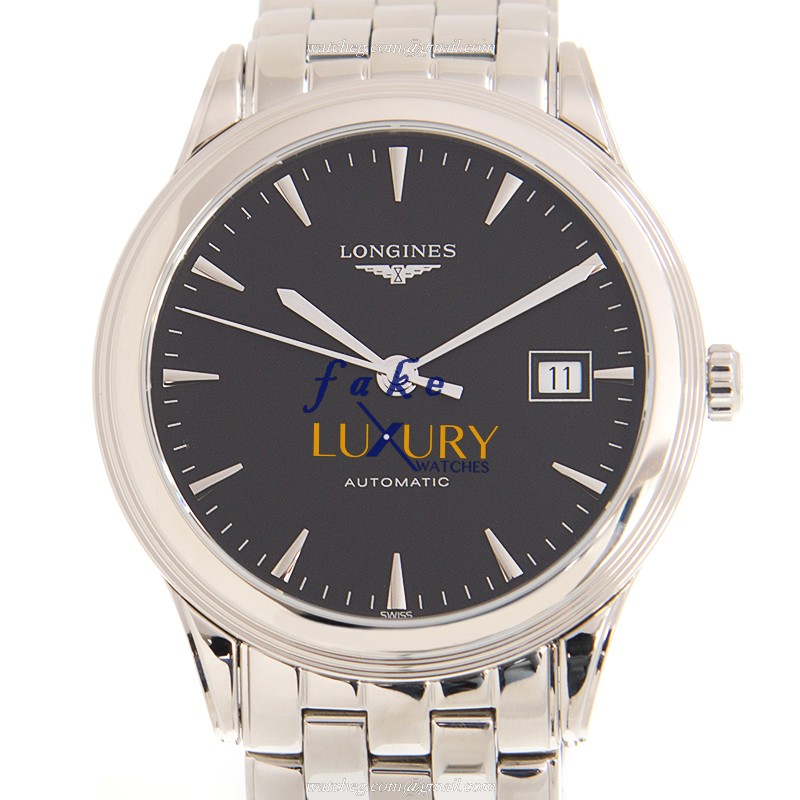 Longines FLAGSHIP L4.974.4.52.6 Replica Watch, Automatic, Black Dial, Stainless Steel Bracelet