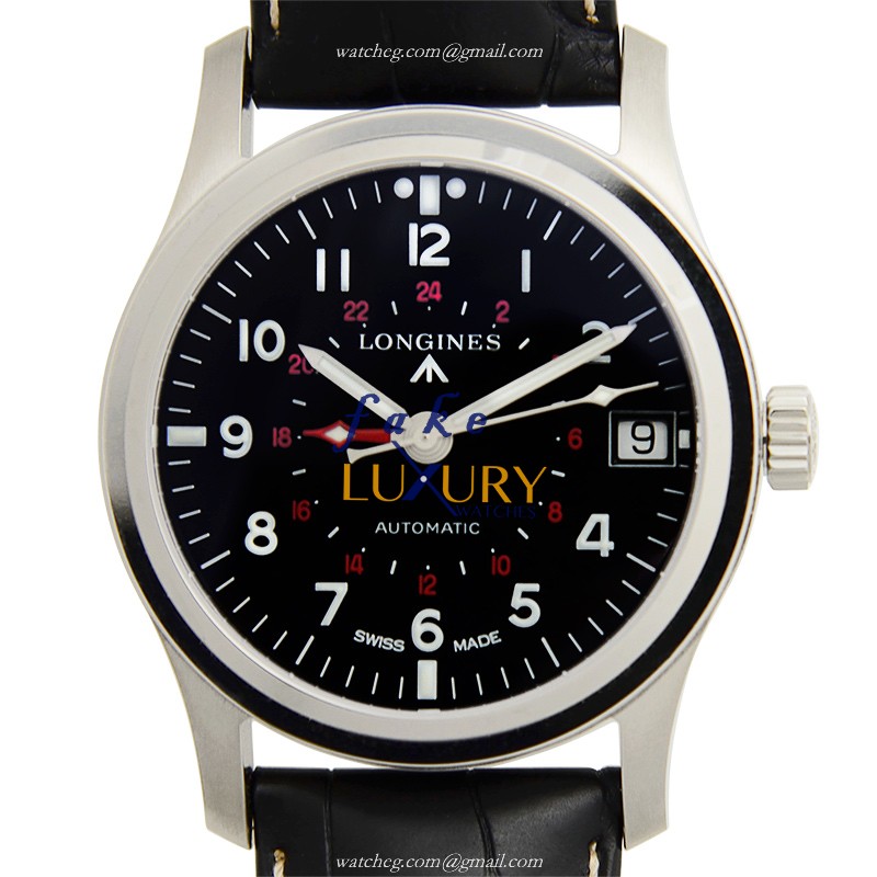 Longines Heritage L2.831.4.53.0 Quartz Stainless Steel Black Dial Leather Replica Watch