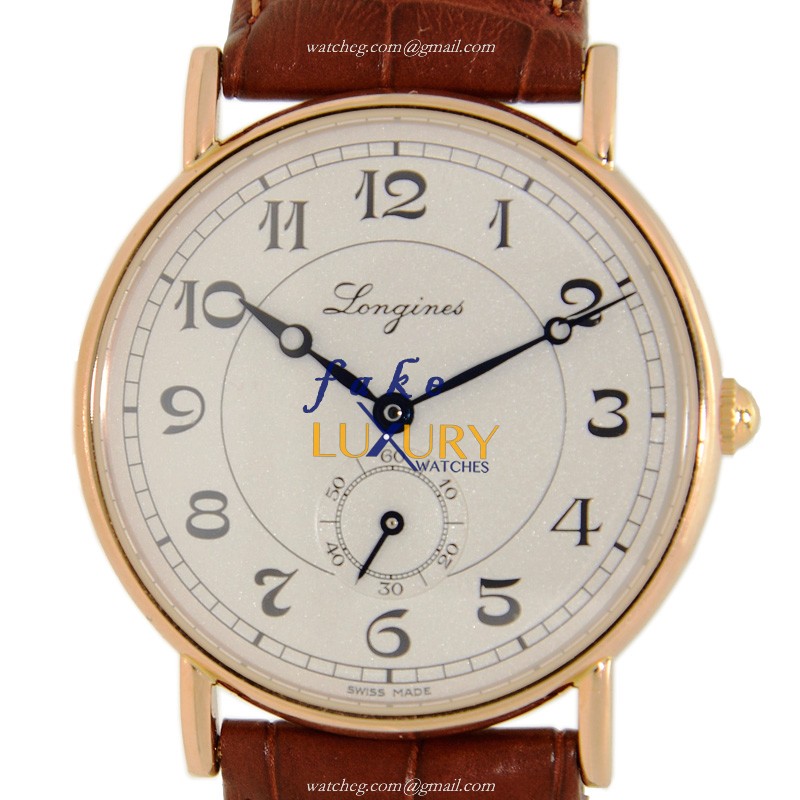 Longines Heritage L4.767.8.73.2 Replica Watch, 18kt Rose Gold Case, White Dial, Alligator Strap