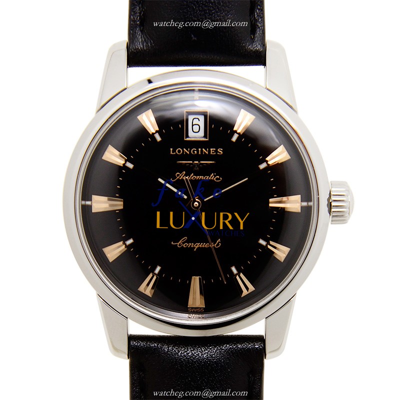 Longines L1.611.4.52.2 - Replica Watch - Heritage - Automatic - Steel Case - Black Alligator Strap