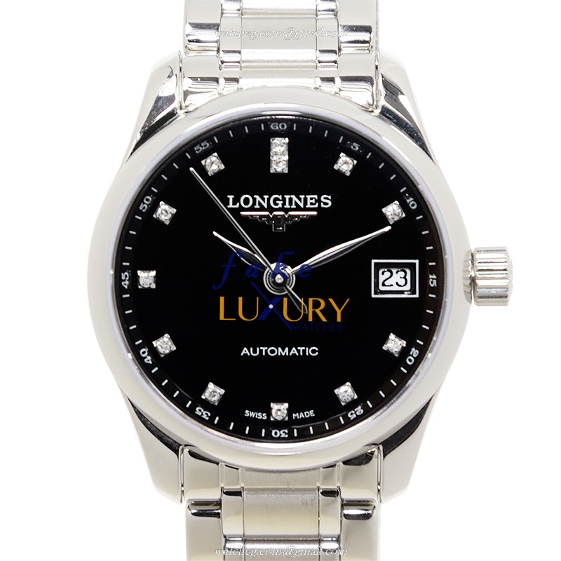 Longines L2.128.4.57.6 Master Replica Watch, Black Dial, Steel Case, Automatic Movement