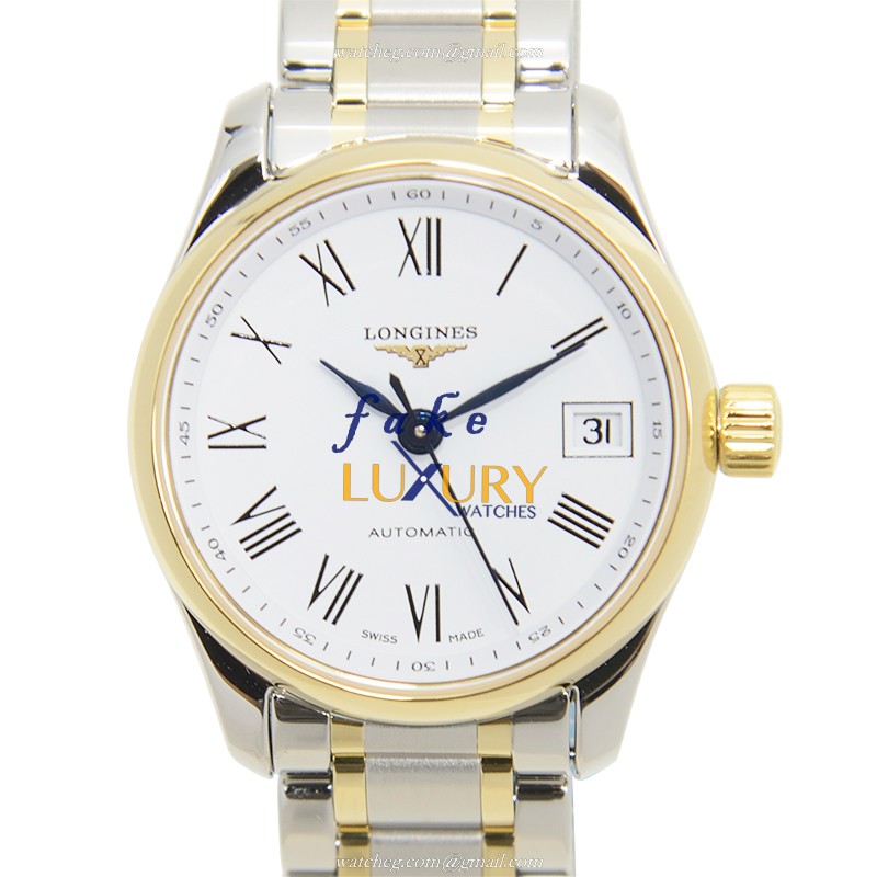 Longines L2.128.5.11.7 AUTO 18kt Gold Steel | White Dial Silver Strap Replica Watch