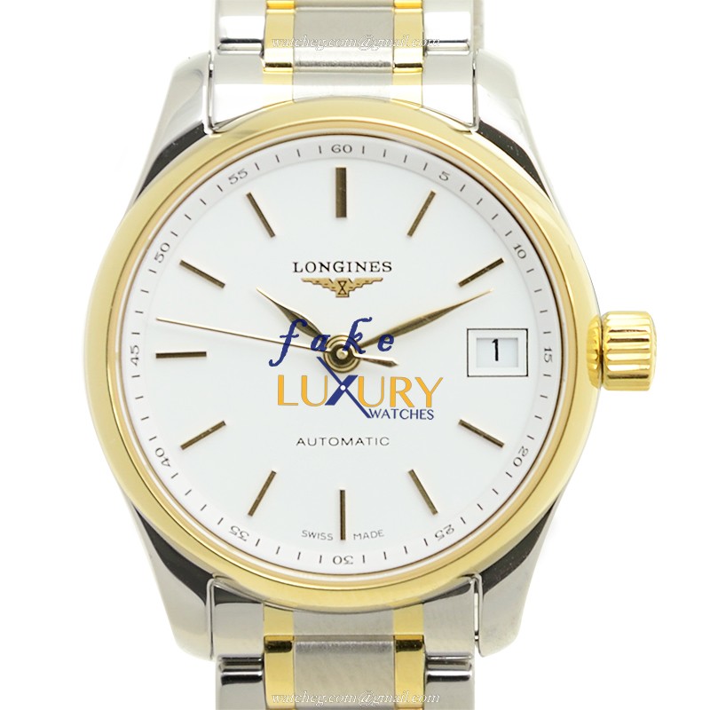 Longines L2.128.5.12.7 MASTER Automatic 18kt Gold Steel White Dial Replica Watch - Luxury Replica Watch