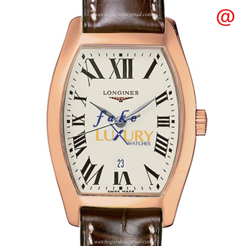 Longines L2.155.8.71.4 Replica Watch, 26mm 18kt Rose Gold Case, Silver Dial, Brown Alligator Strap