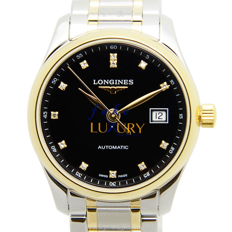 Longines L2.257.5.57.7 MASTER Automatic - Replica Watch - Black Dial - 18kt Gold & Steel - 29mm