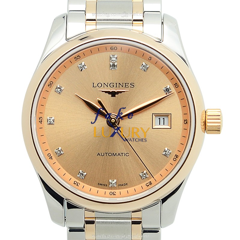 Longines L2.257.5.99.7 Master 25.5mm Automatic Gold Dial Rose Gold Steel Replica Watch