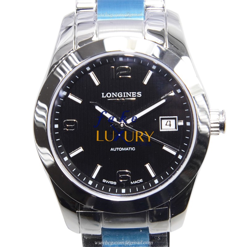 Longines L2.285.4.56.6 Automatic Stainless Steel Replica Watch - Swiss Movement, Black Dial, Silver