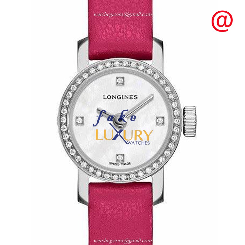 Longines L2.303.0.87.3 La Grande Quartz White Dial Red Silk Strap Diamonds Replica Watch